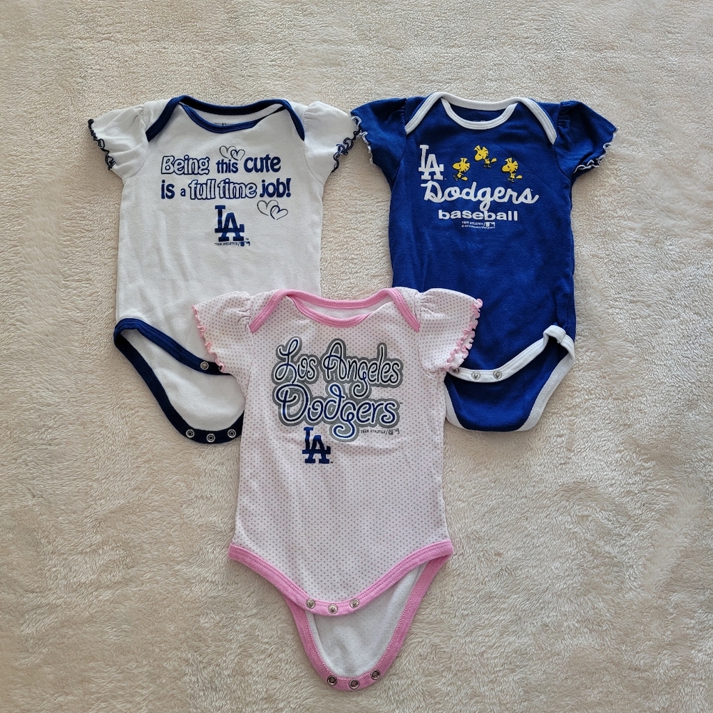 Los Angeles Dodgers Bodysuits, Girls' Infant Size 12 Months - EUC